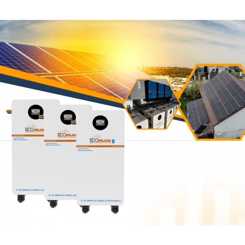 Pachet Acumulatori Ecosolaris fotovoltaice 45kWh Low Voltage LifePo4 Pachet Acumulatori Ecosolaris fotovoltaice 45kWh Low Voltage LifePo4 - Panouri Fotovoltaice