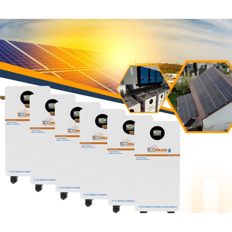 Pachet Acumulatori Ecosolaris fotovoltaice 90kWh Low Voltage LifePo4 Pachet Acumulatori Ecosolaris fotovoltaice 90kWh Low Voltage LifePo4 - Panouri Fotovoltaice