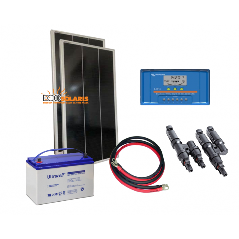 Kit solar fotovoltaic 120W/12V - 600Wh/zi Kit solar fotovoltaic 120W/12V - 600Wh/zi - Panouri Fotovoltaice