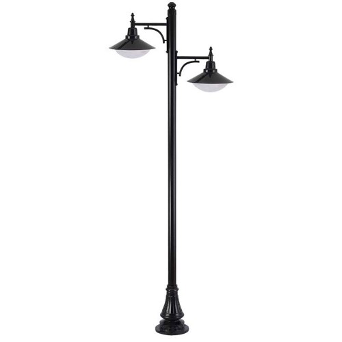 Stalp decorativ cu brat sublu 2xE27 H:350cm D:110cm talpa otel negru