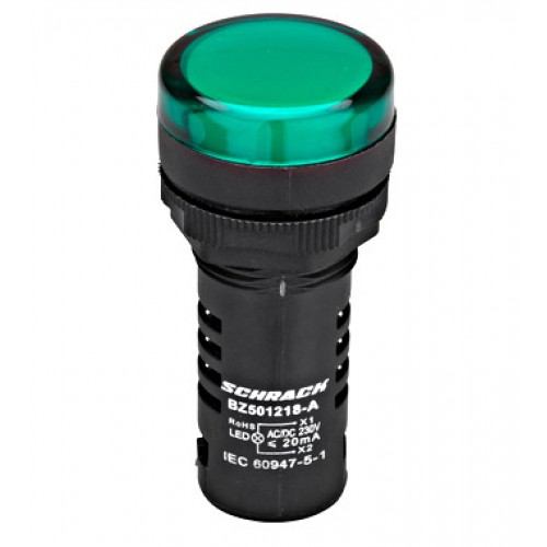 Lampă de semnalizare cu LED monobloc 230V-AC/DC verde