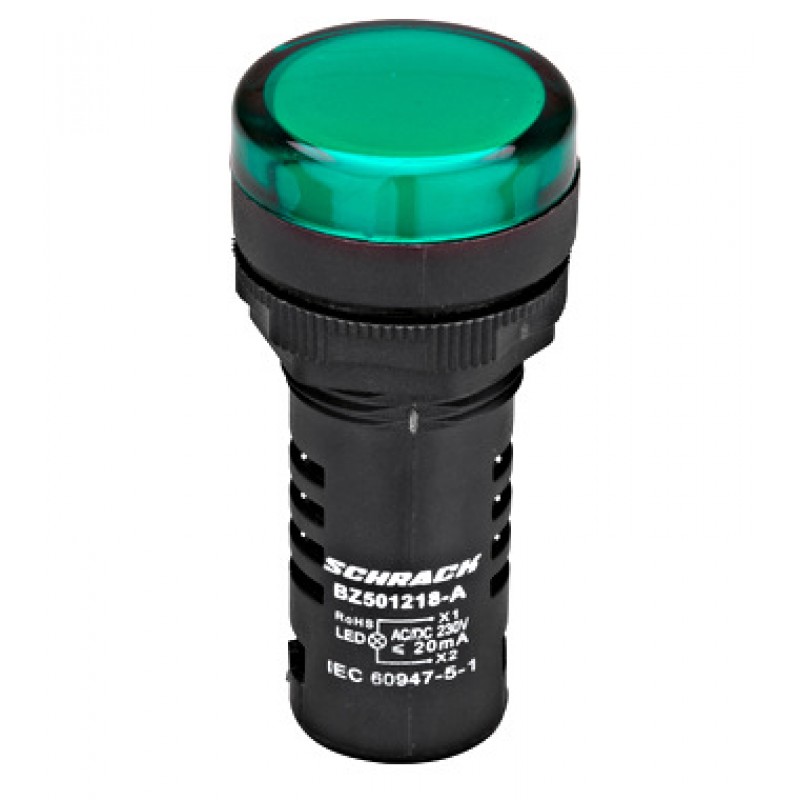 Lampă de semnalizare cu LED, monobloc, 230V-AC/DC, verde Lampă de semnalizare cu LED, monobloc, 230V-AC/DC, verde - Panouri Fotovoltaice