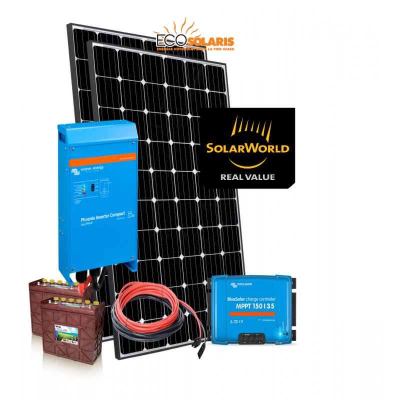Set Panouri Fotovoltaice 580W SolarWorld Mono Controler MPPT Vicron - baterii Trojan 12V 255Ah Set Panouri Fotovoltaice 580W SolarWorld Mono Controler MPPT Vicron - baterii Trojan 12V 255Ah - Panouri Fotovoltaice