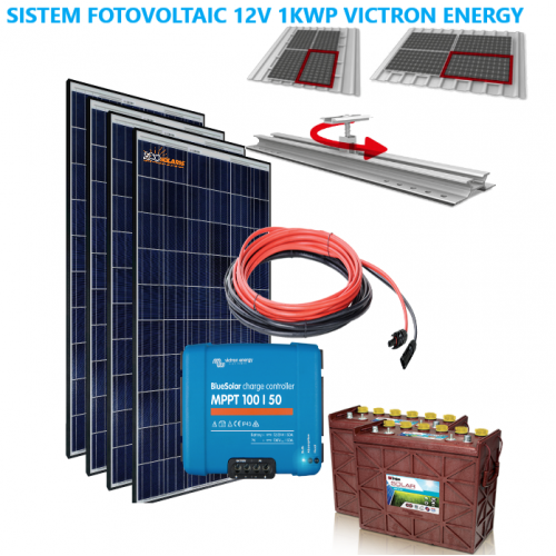 Set Panouri Fotovoltaice 1kwp Eurener policristalin controler MPPT Vicron Energy 100/50 - Panouri Fotovoltaice