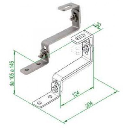 Etrier din otel fix. fotovoltaice - H.105/145mm - Panouri Fotovoltaice