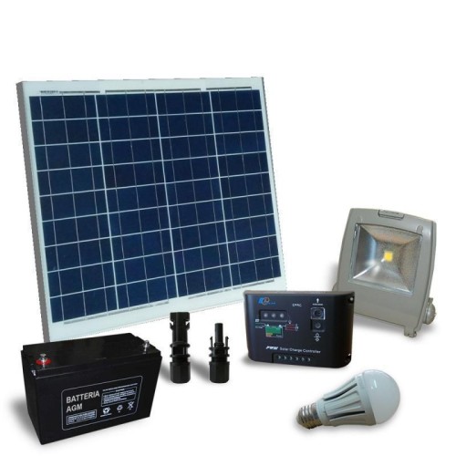 Kit solar fotovoltaic pentru iluminat interior ECONOMIC 12V 50W