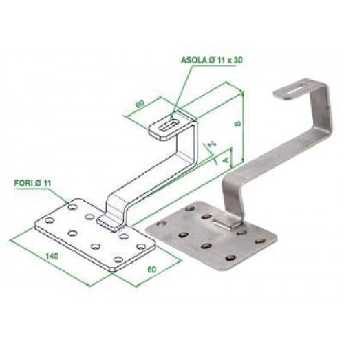 etrier fix - lemn de ancorare pt tigla - Panouri Fotovoltaice